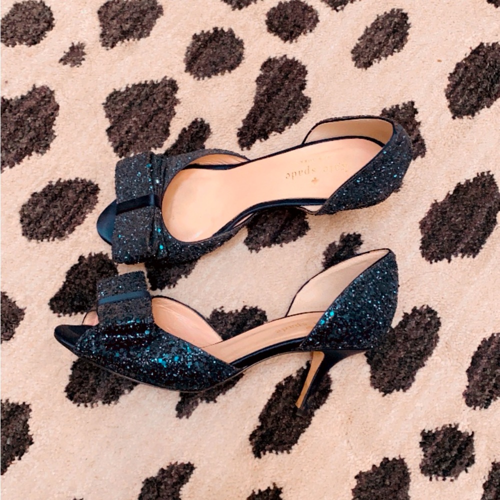 Kate Spade glitter bow pumps